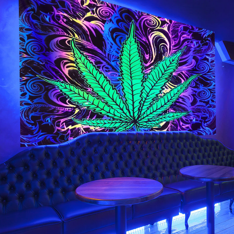 Fluorescent UV Light Printing Tapestry