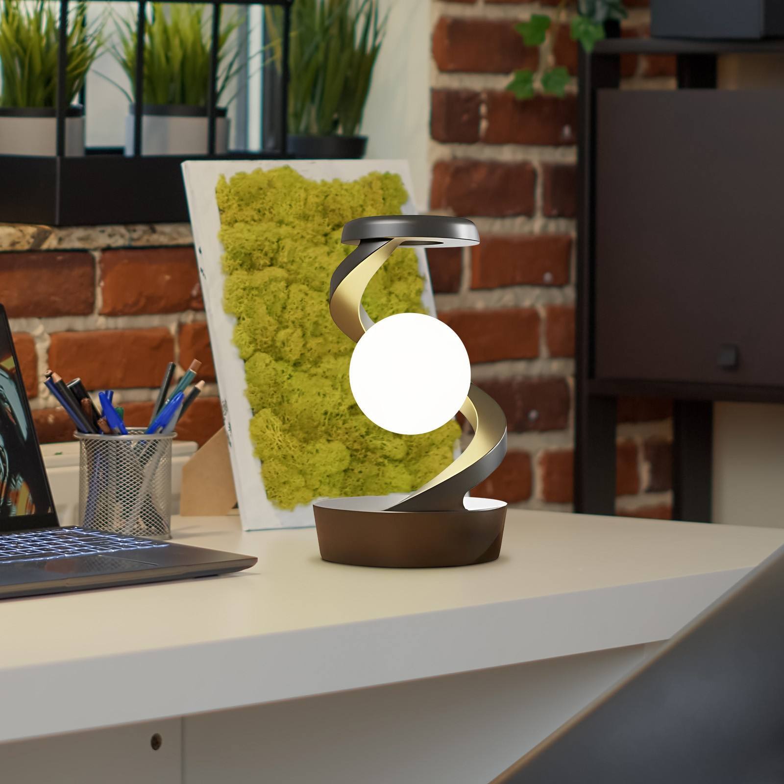 Rotating Moon Desk Lamp with Wireless Phone Charger