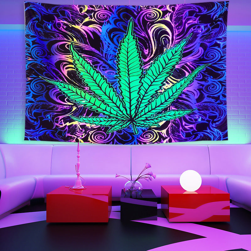 Fluorescent UV Light Printing Tapestry