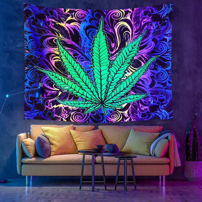 Fluorescent UV Light Printing Tapestry