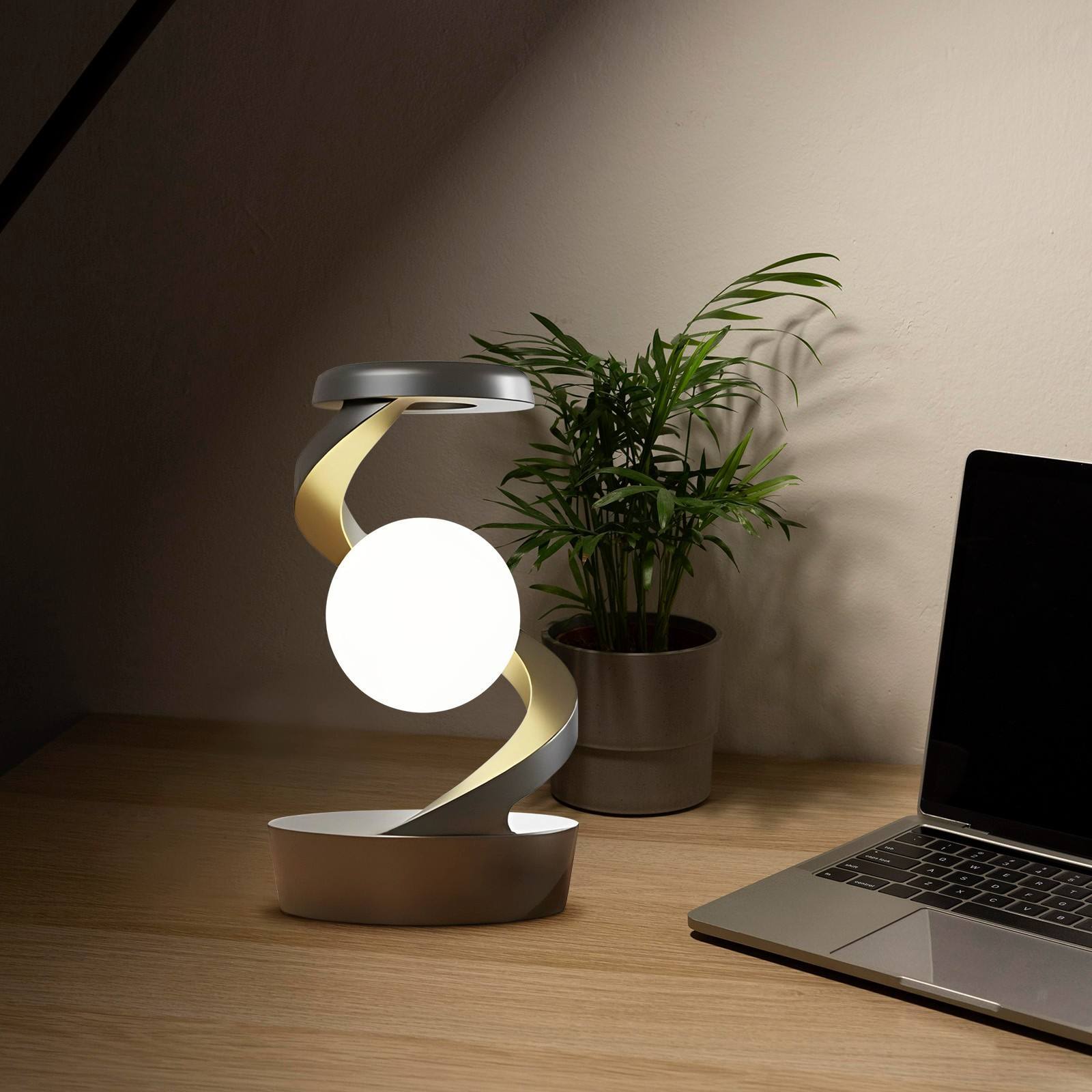 Rotating Moon Desk Lamp with Wireless Phone Charger