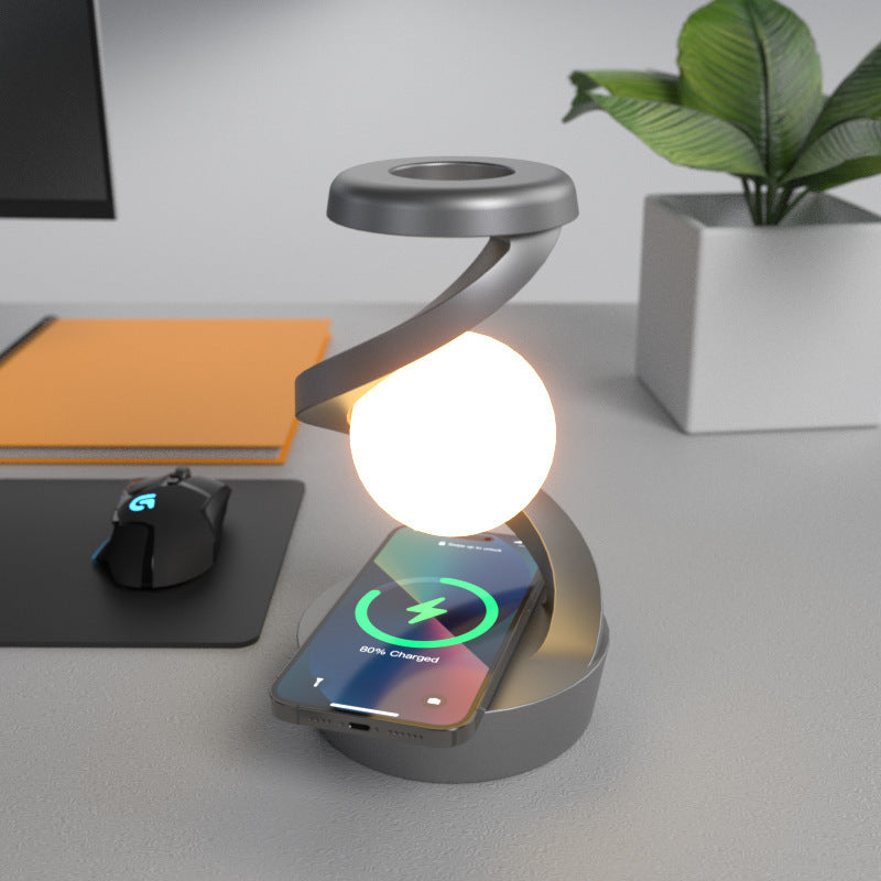 Rotating Moon Desk Lamp with Wireless Phone Charger